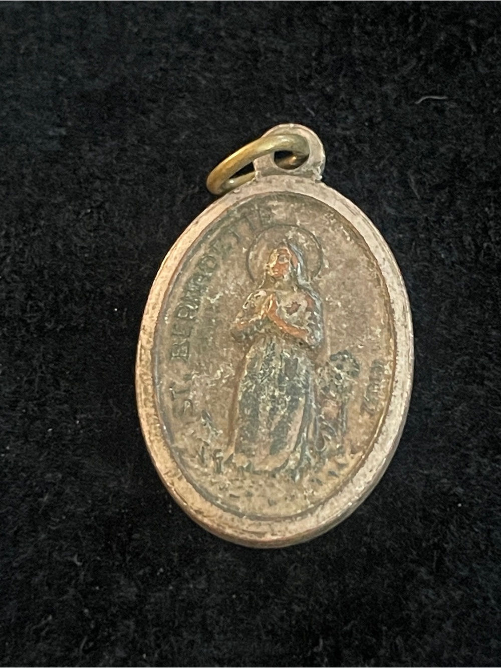 Vintage St Bernadette Medal Catholic Charm Pendant Conception Grotto Lourdes!